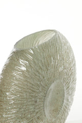 Elegant Shell-Inspired Grey-Green Vase 32.5x10x24 cm
