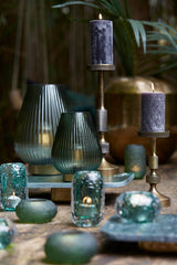 Elegant Dark Green and Gold LED Table Lamp – 21x28 cm Glass Design