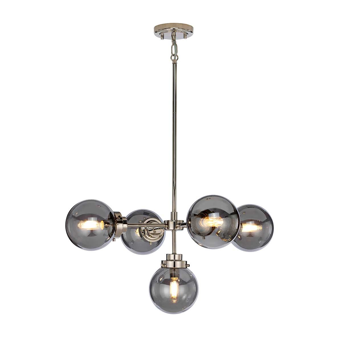 Kula Polished Nickel 5-Light Modern Retro Chandelier