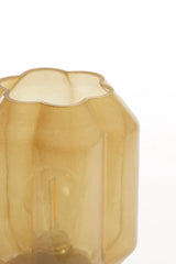 LED Table Lamp 13x16.5 cm Yvias Glass Milky Yellow with Gold Accents