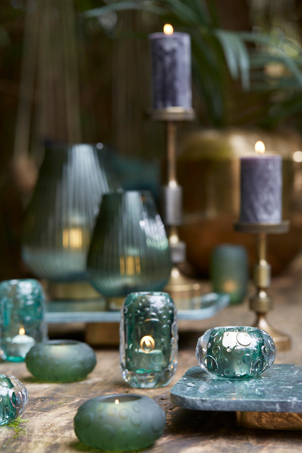 Finley Matte Dark Green Glass Tealight Holder Ø10x6 cm