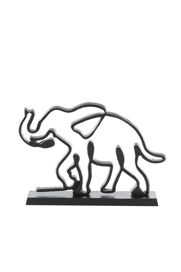 Matte Black Elephant Sculpture on Stand (34x8x25 cm)