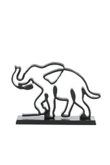 Matte Black Elephant Sculpture on Stand (34x8x25 cm)