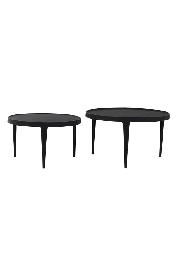 Elegant Tobias Black Nesting Coffee Tables - Set of 2 (Ø64x39 cm & Ø75x44 cm)