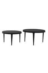 Elegant Tobias Black Nesting Coffee Tables - Set of 2 (Ø64x39 cm & Ø75x44 cm)