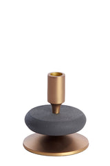 Elegant Brown-Bronze and Matte Black Candle Holder, 11x12 cm
