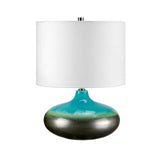 Laguna Turquoise & Graphite Glazed Table Lamp with Cream Linen Shade