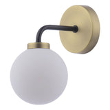 Lainey Wall Light Matt Black and Antique Brass With Opal Glass