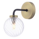 Lainey Wall Light Matt Black and Antique Brass With Twisted Glass