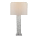 Lazio Table Lamp Polished Chrome Silver Rod With Faux Silk Shade
