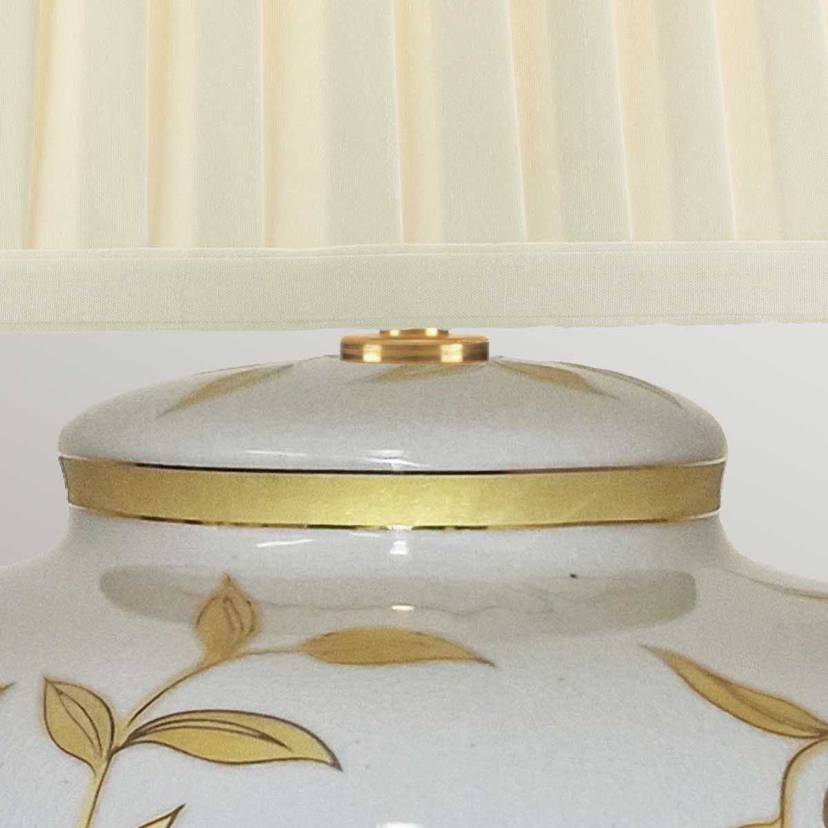 Elegant Porcelain Leaves Table Lamp in Brown and Gold