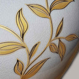 Elegant Porcelain Leaves Table Lamp in Brown and Gold