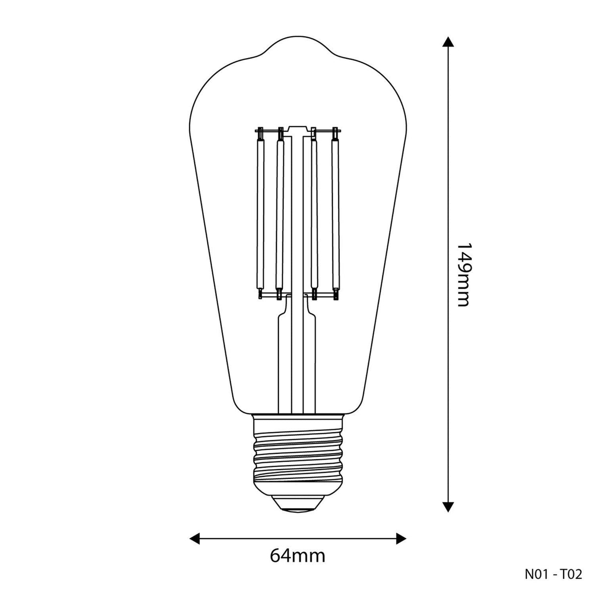 LED Light Bulb Clear Edison E27 7W 2700K (BBT02)
