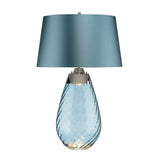 Lena 2 Light Large Table Lamp with Blue-Tinted Glass and Duck Egg Blue Shade