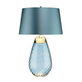 Lena 2 Light Large Table Lamp with Blue-Tinted Glass and Duck Egg Blue Shade
