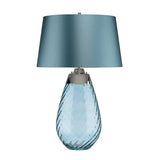 Lena 2 Light Large Table Lamp with Blue-Tinted Glass and Duck Egg Blue Shade