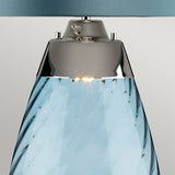 Lena 2 Light Large Table Lamp with Blue-Tinted Glass and Duck Egg Blue Shade
