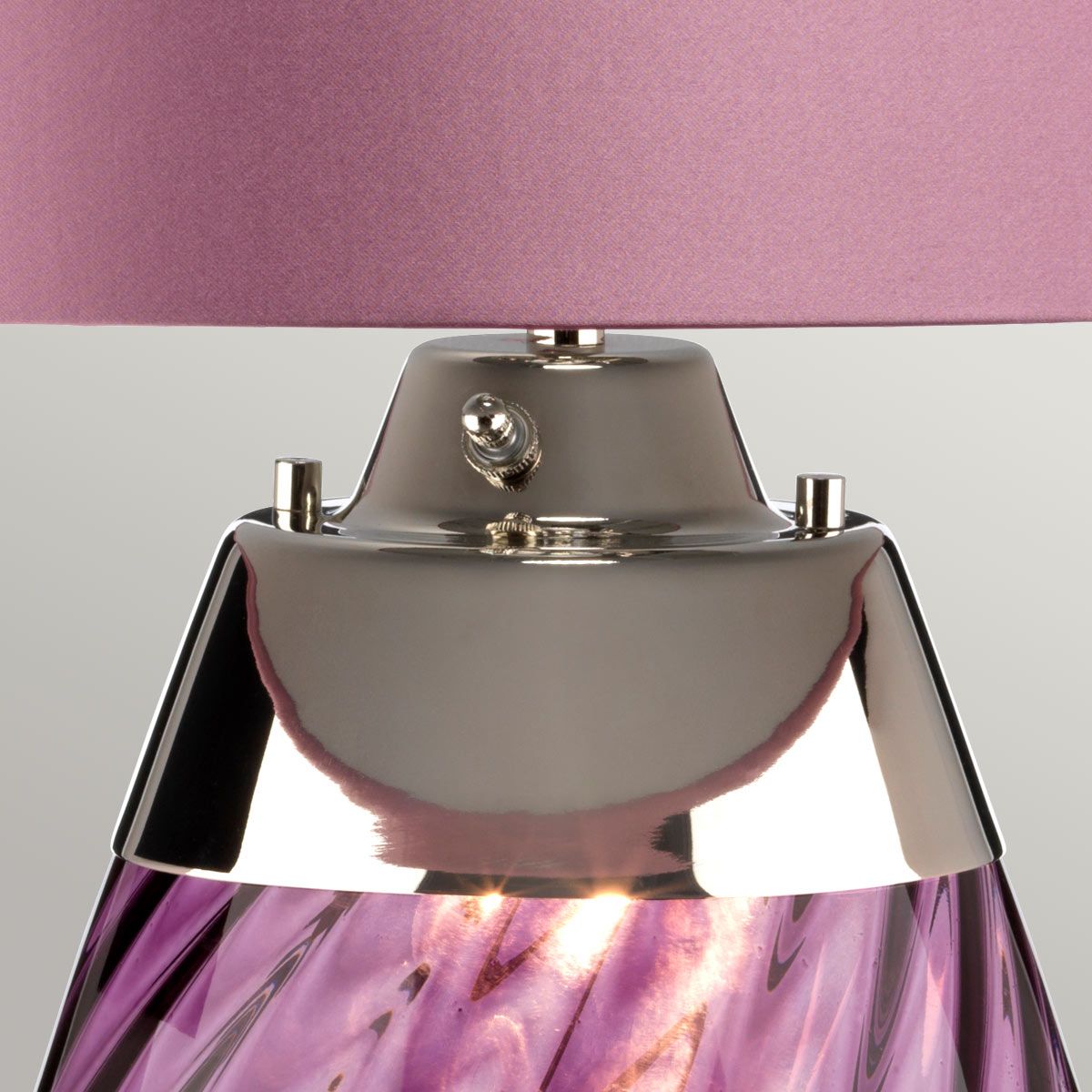 Lena Plum-Tinted Glass Table Lamp with Heather Shade