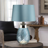 Lena Dual-Lit Blue Glass and Duck Egg Table Lamp