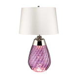 Lena Dual-Lit Plum Glass Table Lamp with Off-White Satin Shade