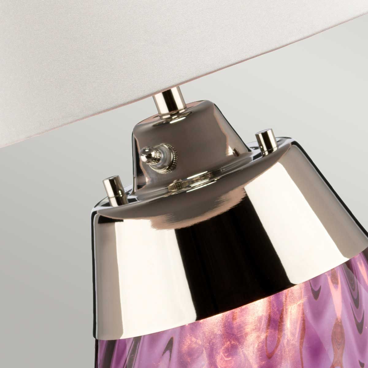 Lena Dual-Lit Plum Glass Table Lamp with Off-White Satin Shade