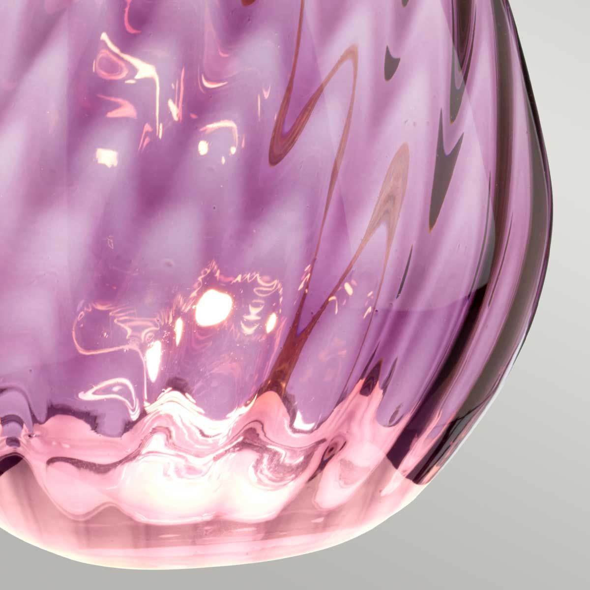 Lena Dual-Lit Plum Glass Table Lamp with Off-White Satin Shade