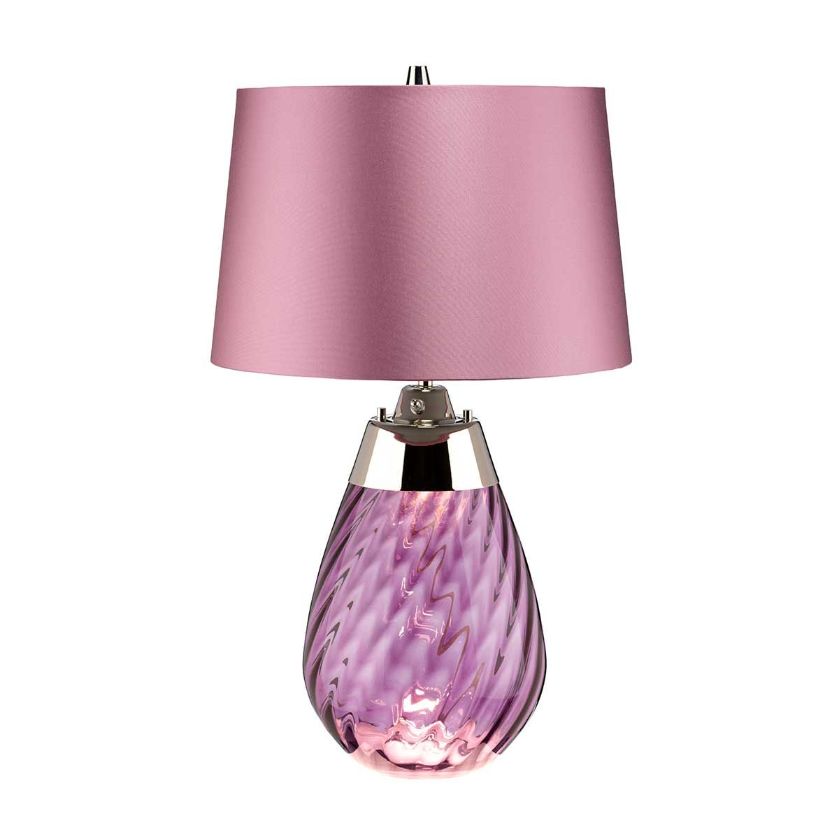 Lena Dual-Lit Plum Glass Table Lamp with Heather Shade