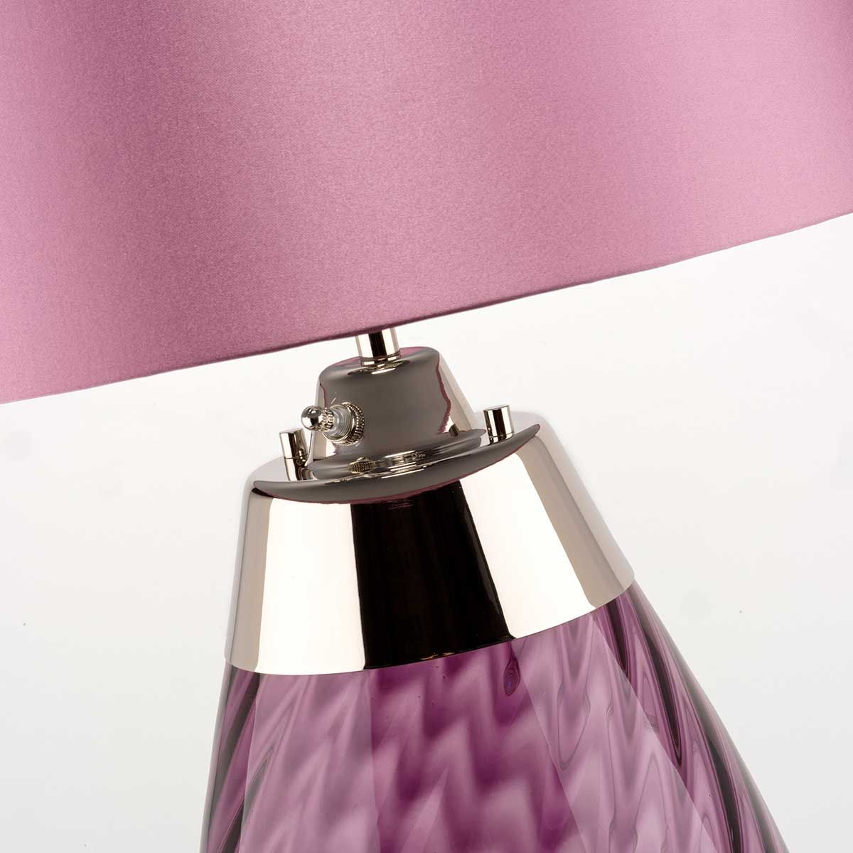 Lena Dual-Lit Plum Glass Table Lamp with Heather Shade