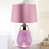 Lena Dual-Lit Plum Glass Table Lamp with Heather Shade