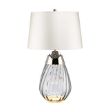 Lena Dual-Lit Smoke Glass Table Lamp with Elegant Off-White Shade