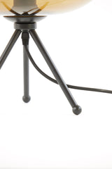 Elegant Mayson Glass Table Lamp in Warm Amber Hue and Matte Black Finish