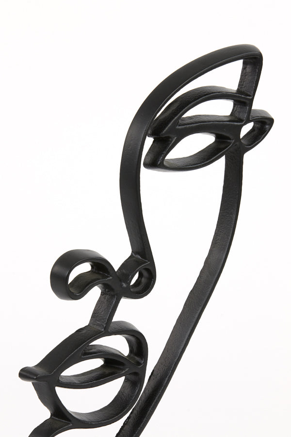 Elegant Black Face Sculpture on Stand, 21x8x40 cm