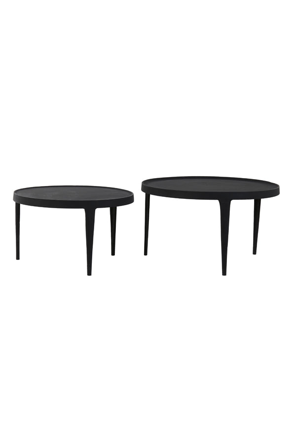 Elegant Tobias Black Nesting Coffee Tables - Set of 2 (Ø64x39 cm & Ø75x44 cm)