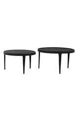 Elegant Tobias Black Nesting Coffee Tables - Set of 2 (Ø64x39 cm & Ø75x44 cm)