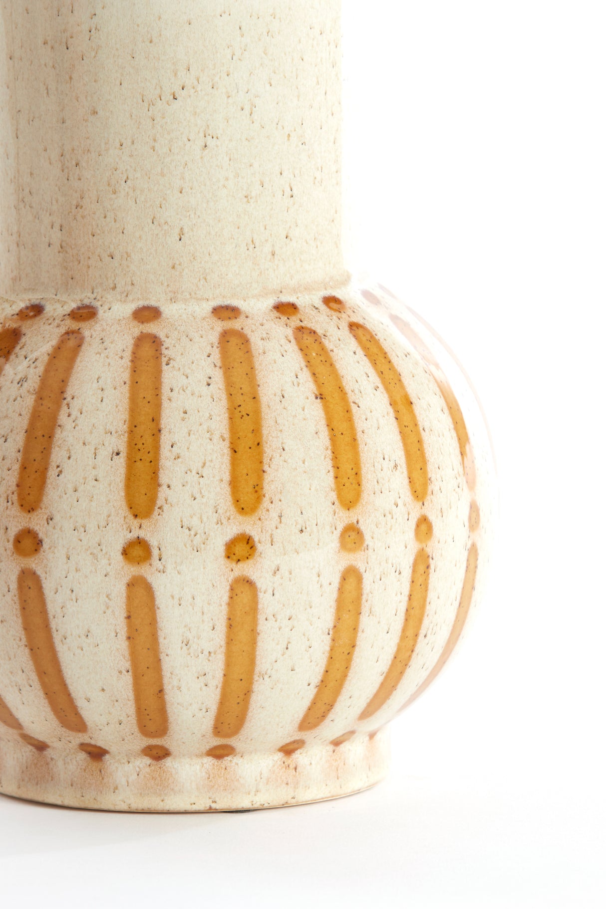 Elegant Ceramic Vase Ø19x25 cm in Shiny Cream and Brown Tones