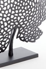 Black Leaf Sculpture on Stand 22x8x30 cm