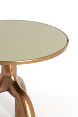 Round Bronze Accent Table, 50.5x45.5 cm, with Taupe Glass