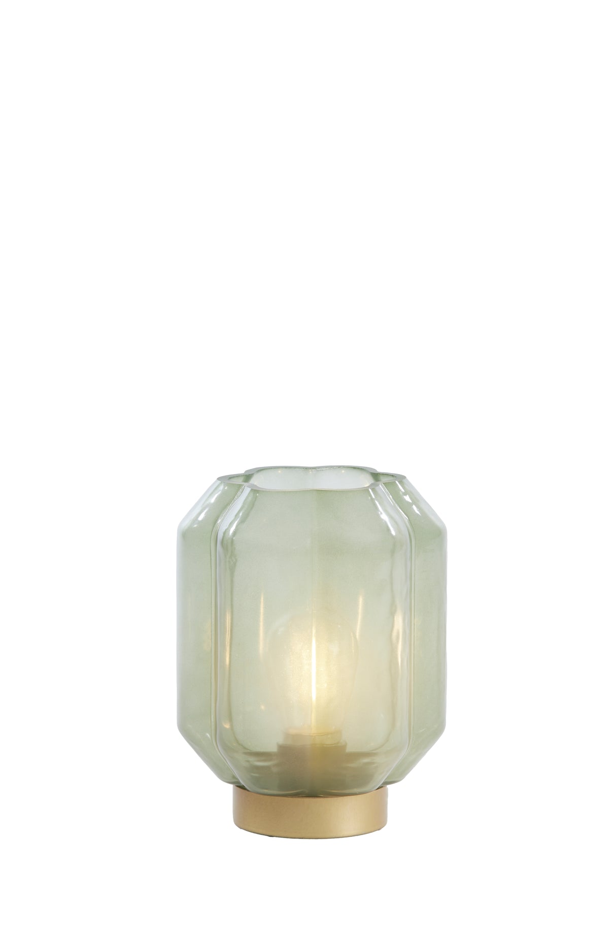 Yvias LED Glass Table Lamp in Milky Green and Gold Ø13x16.5 cm