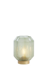 Yvias LED Glass Table Lamp in Milky Green and Gold Ø13x16.5 cm