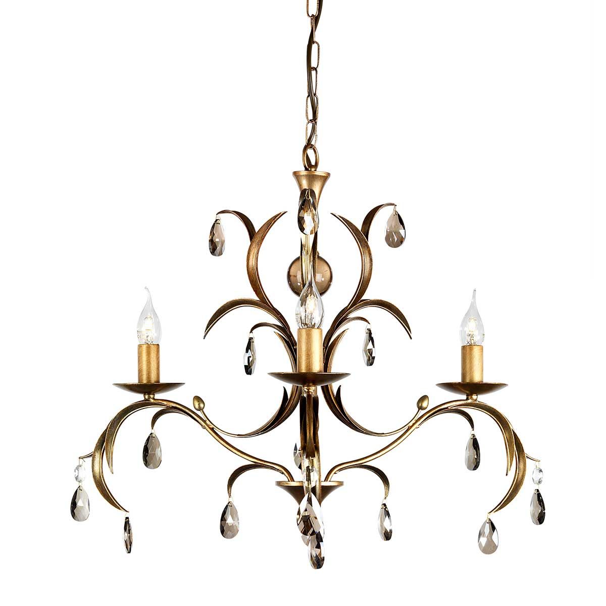 Elegant Lily 3-Light Chandelier in Deep Metallic Bronze with Smoked Glass Accents
