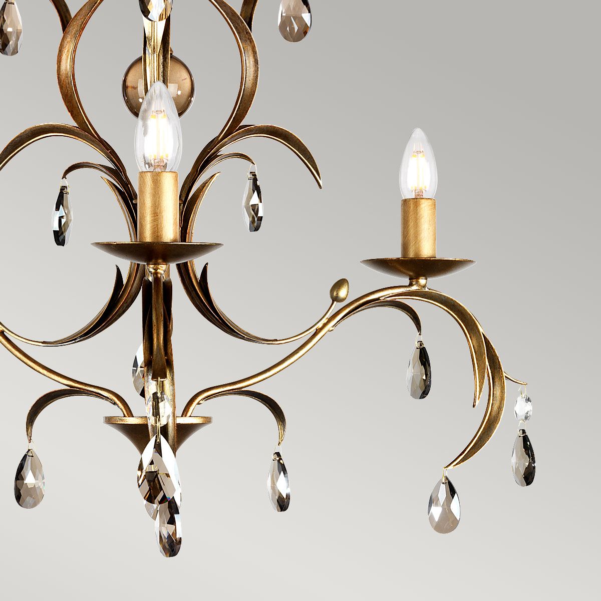 Elegant Lily 3-Light Chandelier in Deep Metallic Bronze with Smoked Glass Accents