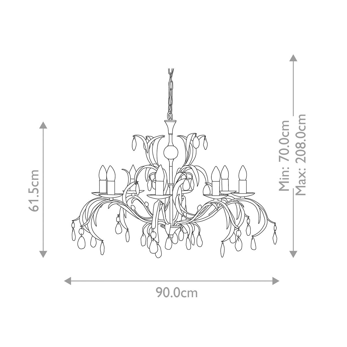 Exquisite Lily 8-Light Chandelier in Deep Metallic Bronze Finish