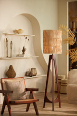 Rustic Wooden Tripod Floor Lamp, 118 cm - Troina Style