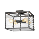 Louvre Quad Light Industrial Flush Mount