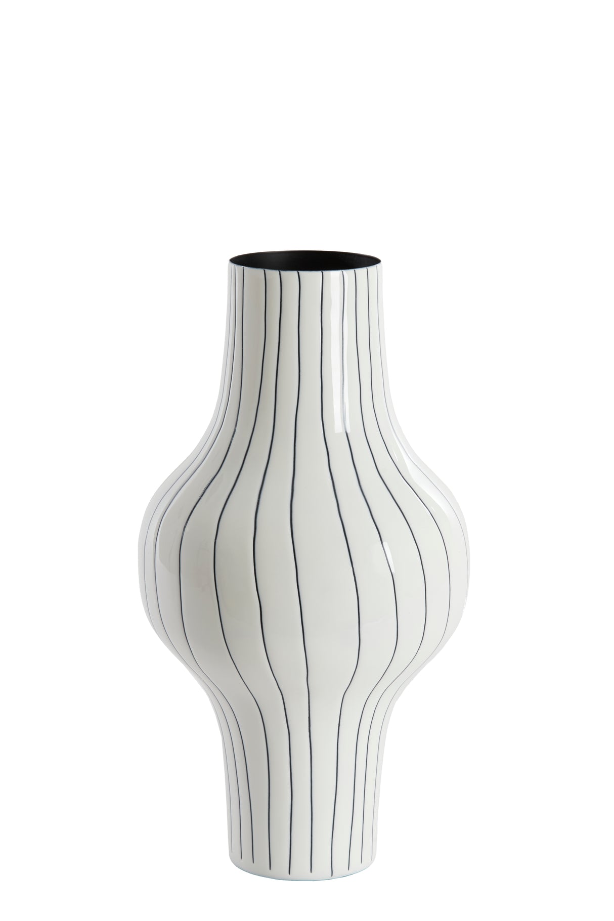 Glossy White and Black Sindo Vase 22x40 cm