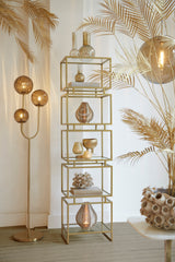 Elegant Magdala Floor Lamp with Brown & Gold Glass, 3L E14, 38x20x162 cm
