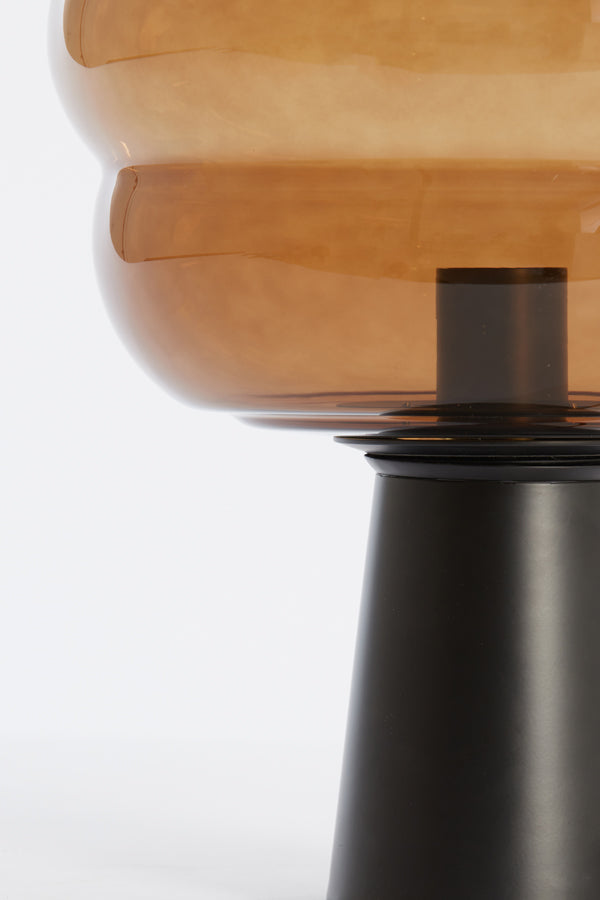 Elegant Misty Glass Table Lamp - 30cm x 46cm in Brown & Matte Black