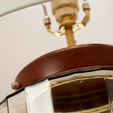 Luga Elegance: Aged Brass-Trimmed Smoke Glass Table Lamp