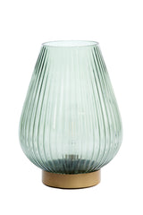 Elegant Dark Green and Gold LED Table Lamp – 21x28 cm Glass Design