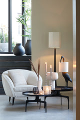 Elegant Black Matte Wooden Floor Lamp 25x135 cm